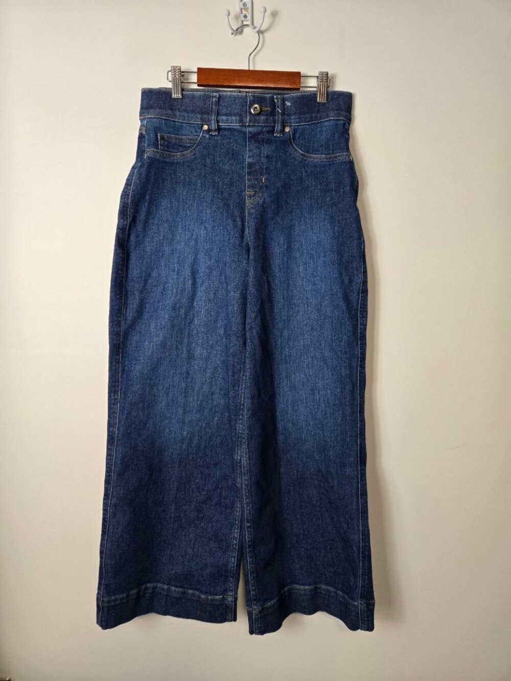 SPANX EveryWear Cropped Wide Leg Jeans Size S Pull-On Stretchy High-Waisted